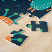 Spaß Farbenfrohe Alien Muster für Kinder auf blau Puzzle (Seite)