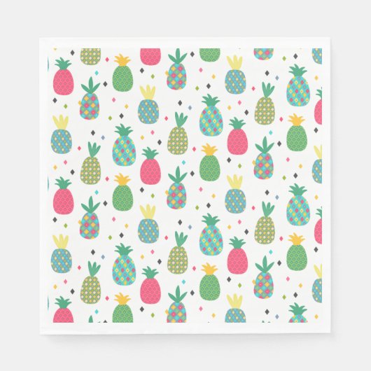 Spaß farbenfrohe Ananas gemustert Serviette (Vorderseite)