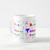 Spaß, farbenfrohe Beste Lehrerin je Schule Lernen Kaffeetasse (Vorderseite Links)