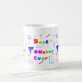 Spaß, farbenfrohe Beste Lehrerin je Schule Lernen Kaffeetasse (Mittel)