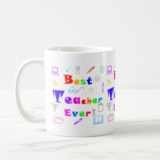 Spaß, farbenfrohe Beste Lehrerin je Schule Lernen Kaffeetasse (Links)