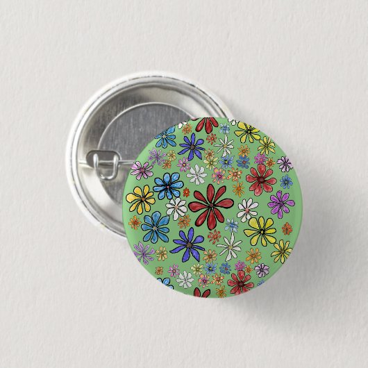 Spaß Farbenfrohe Blume Button (Vorne & Hinten)