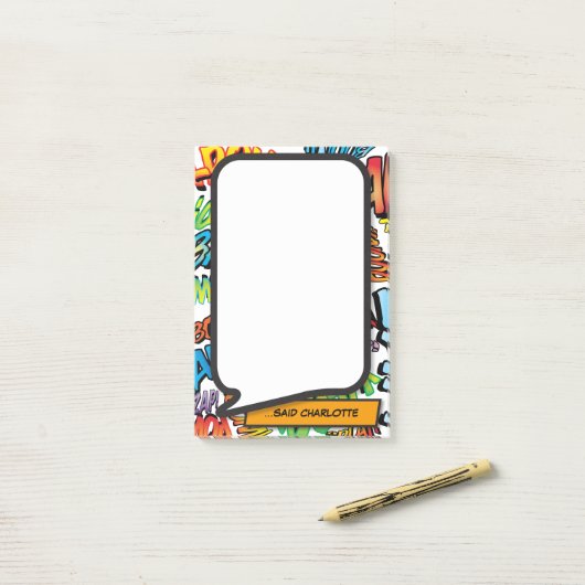 Spaß farbenfrohe Comic Buchredeblase Post-it Klebezettel (Auf Schreibtisch)