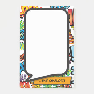 Spaß farbenfrohe Comic Buchredeblase Post-it Klebezettel