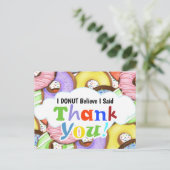 Spaß farbenfrohe Donuts Danke Postkarte (Stehend Vorderseite)