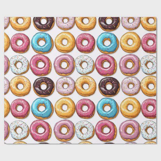Spaß Farbenfrohe Donuts Geschenkpapier (Flach)