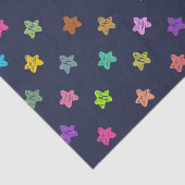 Spaß farbenfrohe Doodle-Sterne auf dunkelblau Seidenpapier (Ausschnitt)