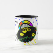 Spaß farbenfrohe friedliche Happy Spaceship Tasse (Zentrum)