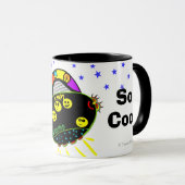 Spaß farbenfrohe friedliche Happy Spaceship Tasse (VorderseiteRechts)