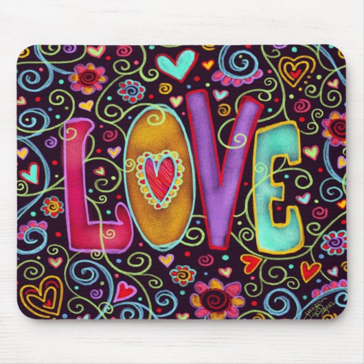 Spaß Farbenfrohe fröhliche LIEBE Mousepad (Vorne)