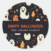 Spaß Farbenfrohe Geister Personalisiert glückliche Runder Aufkleber (Vorderseite)