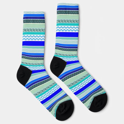 Spaß, farbenfrohe, Gemusterte blaue Streifen Socken (Rechts)