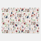 Spaß farbenfrohe Gnomes Weihnachtsbaum Festival Geschenkpapier Set (Vorderseite 2)