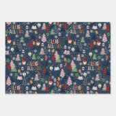 Spaß farbenfrohe Gnomes Weihnachtsbaum Festival Geschenkpapier Set (Vorderseite)