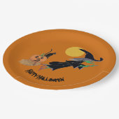 Spaß Farbenfrohe Hexe Halloween-Party Pappteller (Schrägansicht)