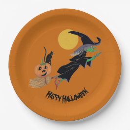 Spaß Farbenfrohe Hexe Halloween-Party Pappteller