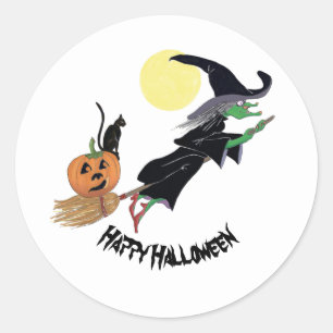 Spaß Farbenfrohe Hexe Halloween-Party Runder Aufkleber