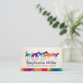 Spaß farbenfrohe Hunde - Hundeschlittenfahrkarte Visitenkarte (Stehend Vorderseite)