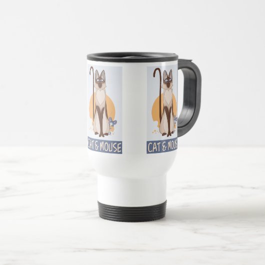 Spaß & farbenfrohe Katze & Maus Reisebecher (VorderseiteRechts)