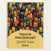 Spaß farbenfrohe Lehrerin Nachhilfe Pen Muster Planer (Vorderseite)
