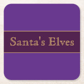 Spaß Farbenfrohe Lila Streifen Text "Santa Elves" Rechteckiger Pappuntersetzer (Vorderseite)
