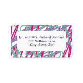 Spaß Farbenfrohe Linien Aquamarin Lila Rosa Abstra Adressaufkleber (Vorne)