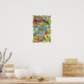 Spaß Farbenfrohe Paint Daub Rectangle Abstrakte Ku Poster (Küche)