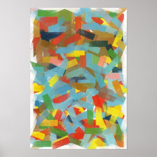 Spaß Farbenfrohe Paint Daub Rectangle Abstrakte Ku Poster (Vorne)