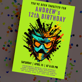 Spaß Farbenfrohe Paintball Spritzer Grünes Party Einladung