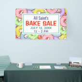 Spaß farbenfrohe Pastel Donuts Bake Sale Banner (Messeveranstaltung)