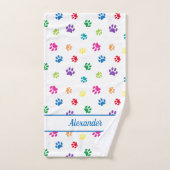 Spaß Farbenfrohe Paw Prints Personalisiert Badhandtuch Set (Handtuch)