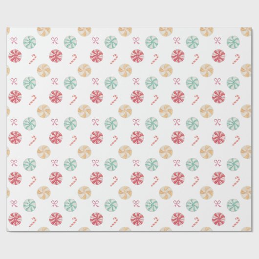 Spaß Farbenfrohe Pfefferminzkeule & Candy Canes Geschenkpapier (Flach)