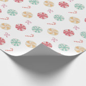 Spaß Farbenfrohe Pfefferminzkeule & Candy Canes Geschenkpapier (Ecke)