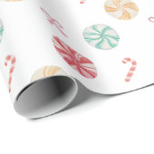 Spaß Farbenfrohe Pfefferminzkeule & Candy Canes Geschenkpapier (Rolleneckpunkt)