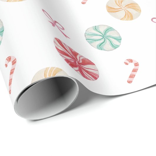 Spaß Farbenfrohe Pfefferminzkeule & Candy Canes Geschenkpapier (Rolleneckpunkt)