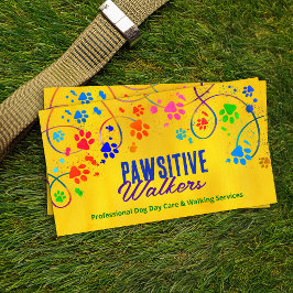 Spaß Farbenfrohe Pfotenspur - Hunde Walker Visitenkarte