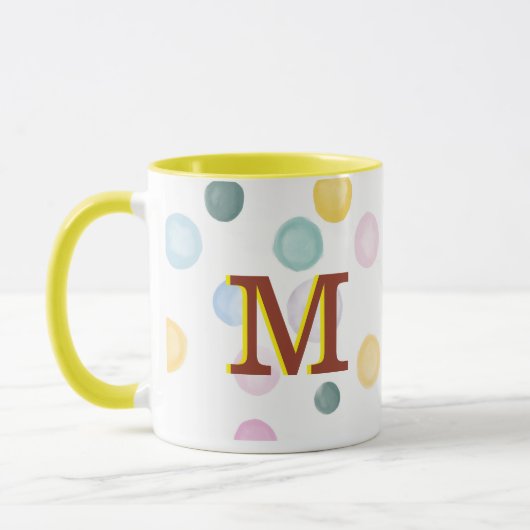 Spaß Farbenfrohe Polka Dots 3D Monogramm Tasse (Links)