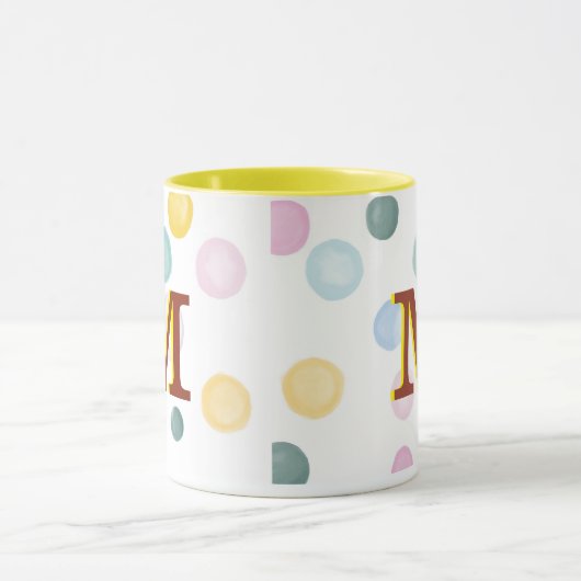 Spaß Farbenfrohe Polka Dots 3D Monogramm Tasse (Zentrum)