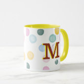 Spaß Farbenfrohe Polka Dots 3D Monogramm Tasse (VorderseiteRechts)