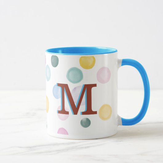 Spaß Farbenfrohe Polka Dots 3D Monogramm Tasse (Rechts)
