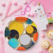 Spaß Farbenfrohe Retro Abstrakt Gold Freeform Part Pappteller (Party)