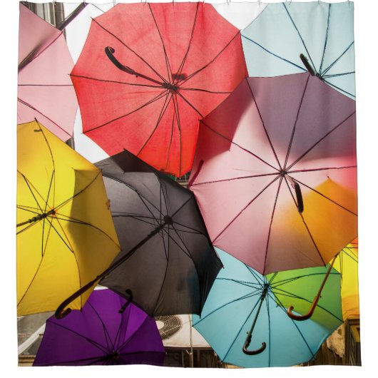 Spaß Farbenfrohe Schwimmschirme Duschvorhang (Vorderseite)