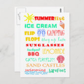 Spaß farbenfrohe Sommerliste Postkarte (Vorne/Hinten)