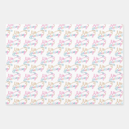 Spaß Farbenfrohe Streifen, Gnome und Kisses Weihna Geschenkpapier Set