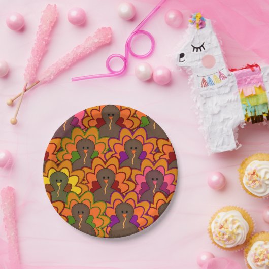 Spaß Farbenfrohe Truthühner Erntedank Tuch Napkin Pappteller (Party)