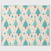 Spaß farbenfrohe Weihnachtsbäume Geschenkpapier (Flach)
