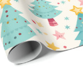 Spaß farbenfrohe Weihnachtsbäume Geschenkpapier (Rolleneckpunkt)