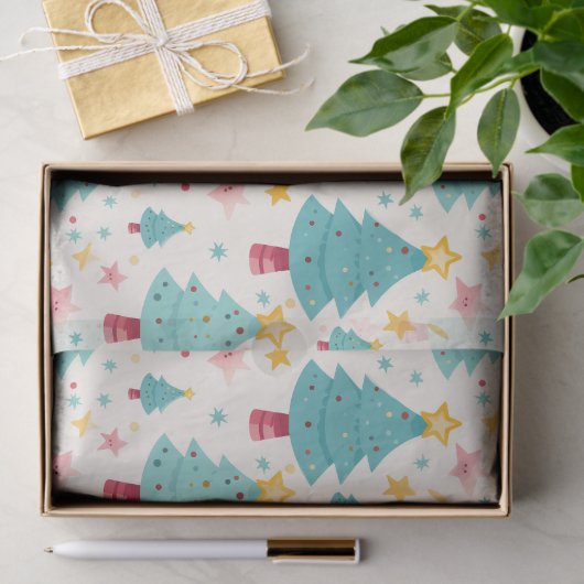 Spaß farbenfrohe Weihnachtsbäume Seidenpapier (Geschenk)