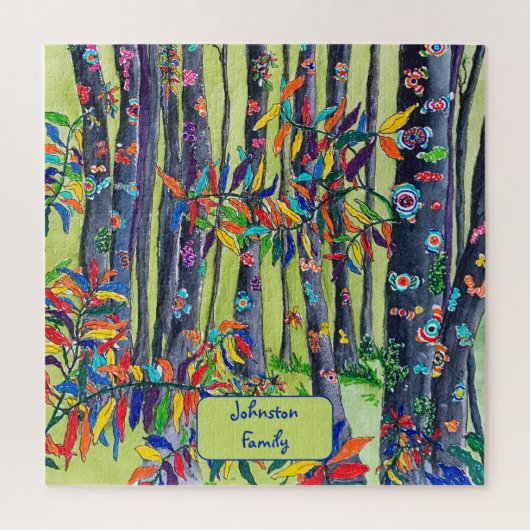 Spaß farbenfroher Blauwald & Grünwald Puzzle (Vertikal)