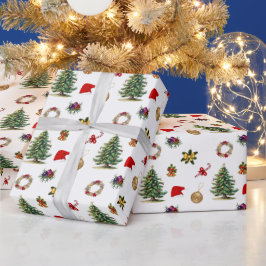 Spaß Farbenfroher Weihnachtsbaum und -dekorationen Geschenkpapier